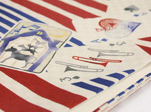 画像をギャラリービューアに読み込む, 京袋帯 お仕立て上がり 正絹 全通 赤青ボーダートランプ(レッド)