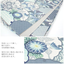 画像をギャラリービューアに読み込む, 京袋帯 お仕立て上がり 正絹 染京ふくろ帯 全通お太鼓柄 四季雪輪 ブルーグレー