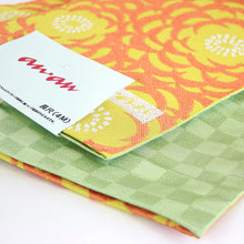 画像をギャラリービューアに読み込む, 半巾帯 《an・an》 濃イエローに大輪菊づくし / ライトグリーン市松