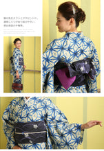 画像をギャラリービューアに読み込む, 半巾帯 《源氏物語》 芝と撫子(紫紺/パープルネイビー)-多361-