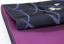 画像をギャラリービューアに読み込む, 半巾帯 《源氏物語》 芝と撫子(紫紺/パープルネイビー)-多361-