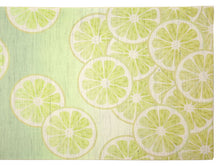 画像をギャラリービューアに読み込む, 京袋帯《召しませ華》お仕立て上がり 全通お太鼓柄 麻 イエロー グリーン レモンと浮き輪シロクマ レモネード アイス