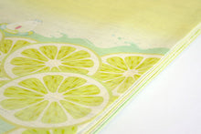 画像をギャラリービューアに読み込む, 京袋帯《召しませ華》お仕立て上がり 全通お太鼓柄 麻 イエロー グリーン レモンと浮き輪シロクマ レモネード アイス