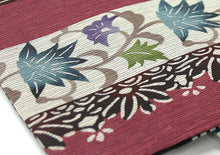 画像をギャラリービューアに読み込む, 《召しませ華》赤地に縞と花サラサ モダン更紗B リバーシブル半巾帯