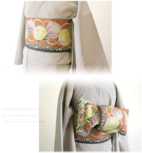 画像をギャラリービューアに読み込む, 《召しませ華》オレンジに黄と紫シロツメクサ シロツメグサB(オレンジ) リバーシブル半巾帯