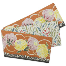 画像をギャラリービューアに読み込む, 《召しませ華》オレンジに黄と紫シロツメクサ シロツメグサB(オレンジ) リバーシブル半巾帯