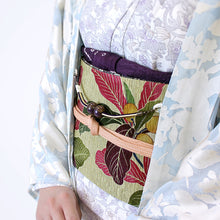 画像をギャラリービューアに読み込む, 《召しませ華》ベージュ地にビワと葉 枇杷 A(ベージュ) リバーシブル半巾帯