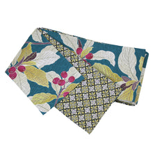 画像をギャラリービューアに読み込む, 《召しませ華》緑地にビワと葉 枇杷B(グリーン) リバーシブル半巾帯