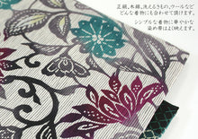 画像をギャラリービューアに読み込む, 半巾帯 《召しませ華》 紅型調 緑紫花唐草 和花更紗A(パープル)