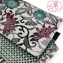 画像をギャラリービューアに読み込む, 半巾帯 《召しませ華》 紅型調 緑紫花唐草 和花更紗A(パープル)