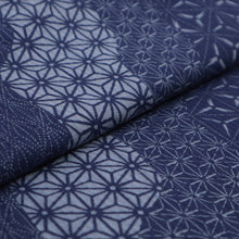 画像をギャラリービューアに読み込む, 阿波しじら織 着物 抜染 斜取り麻の葉よろけ縞 No.515