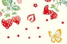 画像をギャラリービューアに読み込む, 手ぬぐい 食べ物「苺摘み 50053」《kenema けねま》いちご/イチゴ/蝶々/ベージュ地/手拭い/てぬぐい