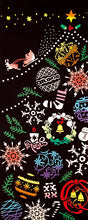 画像をギャラリービューアに読み込む, 手ぬぐい クリスマス「Ornament Tree(オーナメントツリー) 53362」《kenema けねま》黒/ブラック/クリスマスツリー/サンタクロース/手拭い/てぬぐい
