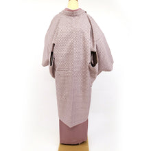 画像をギャラリービューアに読み込む, 長羽織 小紋 袷 プレタ ピンクブラウンのシェブロンストライプ