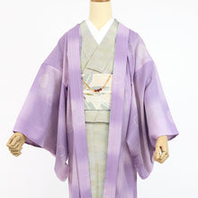 画像をギャラリービューアに読み込む, 羽織 小紋 単衣 プレタ 紗 紫にぼかし大市松と花雪輪