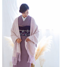 画像をギャラリービューアに読み込む, 結城紬 大判ショール 真綿 ストール フリンジショール 絹100% シルク100% 着物・洋服兼用 まわた 大判ショール 奥順『結城紬 真綿まとうショール 色無地〔5色〕』