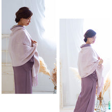 画像をギャラリービューアに読み込む, 結城紬 大判ショール 真綿 ストール フリンジショール 絹100% シルク100% 着物・洋服兼用 まわた 大判ショール 奥順『結城紬 真綿まとうショール 色無地〔5色〕』