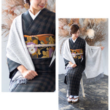 画像をギャラリービューアに読み込む, 結城紬 ショール 真綿 交織 ストール フリンジショール 絹100% シルク100% 着物・洋服兼用 まわた 大判ショール ぼかし 奥順『結城紬 一年中ショール〔3色〕』