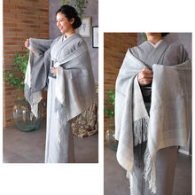 画像をギャラリービューアに読み込む, 奥順 結城紬 大判ショール 真綿 ストール フリンジショール 約65×182cm 絹100% シルク100% 着物・洋服兼用 まわた 大判ショール ぼかし グラデーション 奥順『真綿まとうショール 多色〔3色〕』