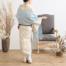 画像をギャラリービューアに読み込む, 奥順 結城紬 真綿 約45×175cm 絹100% 結城紬 育てるショール 縞・格子〔3色〕