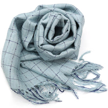 画像をギャラリービューアに読み込む, 奥順 結城紬 真綿 約45×175cm 絹100% 結城紬 育てるショール 縞・格子〔3色〕