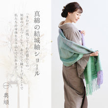 画像をギャラリービューアに読み込む, 奥順 結城紬 真綿 約65×182cm 絹100% 大判 結城紬 真綿まとうショール グラデーション〔3色〕