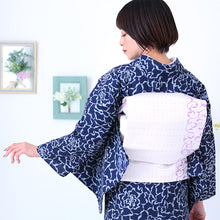 画像をギャラリービューアに読み込む, 阿波しじら織 着物 抜染 流水風バラの花 No.511