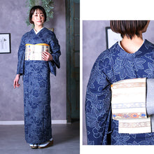 画像をギャラリービューアに読み込む, 阿波しじら織 着物 抜染 季節の葉っぱづくし No.533