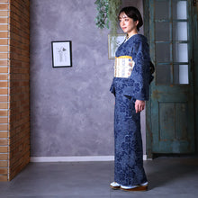 画像をギャラリービューアに読み込む, 阿波しじら織 着物 抜染 季節の葉っぱづくし No.533