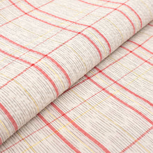 画像をギャラリービューアに読み込む, 阿波しじら織 着物 生成り絣にざっくり赤黄格子 No.77