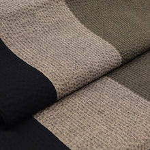 画像をギャラリービューアに読み込む, 阿波しじら織 着物 黒茶の三色大縞 No.H45