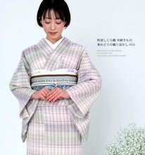 画像をギャラリービューアに読み込む, 阿波しじら織 着物 青みどりの織りぼかし No.H56