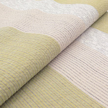 画像をギャラリービューアに読み込む, 阿波しじら織 着物 柳白茶薄生成りの縞合わせ色 No.H60