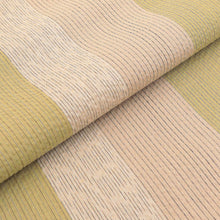 画像をギャラリービューアに読み込む, 阿波しじら織 着物 抹茶亜麻生成りの縞合わせ No.H61