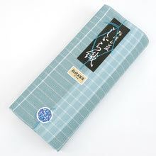 画像をギャラリービューアに読み込む, 阿波しじら織 着物 涼やか青磁に白格子 No.H62