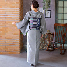 画像をギャラリービューアに読み込む, 阿波コットンウール しじら織 着物 ホワイトグレー無地感柄 No.w30
