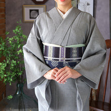 画像をギャラリービューアに読み込む, 阿波コットンウール しじら織 着物 ホワイトグレー無地感柄 No.w30