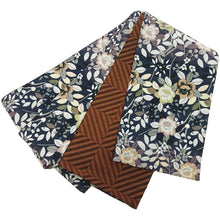 画像をギャラリービューアに読み込む, 《創世舎》 リバーシブル半巾帯 長尺 東レシルック素材 黒地に八重桜/茶色に斜め組格子 ブラウン