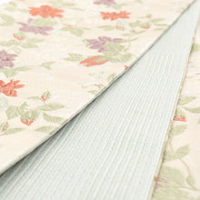 画像をギャラリービューアに読み込む, 半幅帯 ベージュ 大きいサイズ 長尺 《 創世舎 》 ベージュ地ミニバラ 花ちらし / セージグリーン 細ボーダー リバーシブル半巾帯