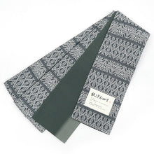 画像をギャラリービューアに読み込む, 半巾帯 長尺 近賀織物 宝来織 日本製 紙こぎん 幾何学模様 白 グレー てこな