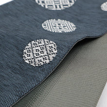 画像をギャラリービューアに読み込む, 半巾帯 長尺 近賀織物 宝来織 日本製 紙こぎん 幾何学模様 薄灰藍に手毬