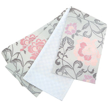 画像をギャラリービューアに読み込む, 《創世舎》 リバーシブル半巾帯 長尺 グレー地に牡丹 花唐草 / 薄水色 小市松 ブルー