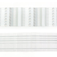 画像をギャラリービューアに読み込む, 半幅帯 ホワイト 大きいサイズ 長尺 《 創世舎 》 薄グレー 白地 シェブロンストライプ 小紋縞 / 薄グレー 細格子 リバーシブル半巾帯