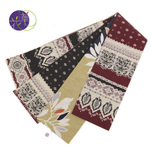 画像をギャラリービューアに読み込む, 《召しませ華》連続模様 紫 赤 切り返し モロッカン ( エンジ ) リバーシブル半巾帯