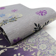 画像をギャラリービューアに読み込む, 《召しませ華》雪輪に雪の花結晶 雪花文様 ( グレー ) リバーシブル半巾帯