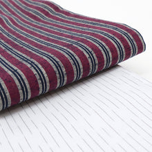 画像をギャラリービューアに読み込む, 半幅帯 エンジ コットン 木綿 久留米織 三筋縞 エンジ × 掠り縞 ホワイト リバーシブル半巾帯