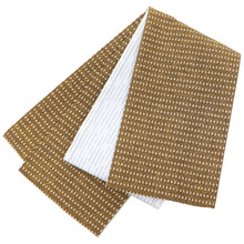 画像をギャラリービューアに読み込む, 半幅帯 カラシ コットン 木綿 久留米織 米粒柄 格子 ブラウン × 掠り縞 ホワイト リバーシブル半巾帯