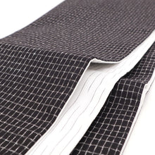 画像をギャラリービューアに読み込む, 半幅帯 黒地 コットン 木綿 久留米織 文人格子 ブラック × 掠り縞 ホワイト リバーシブル半巾帯
