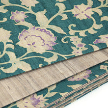 画像をギャラリービューアに読み込む, 半幅帯 正絹《ギャラリー凛》古渡更紗 イエロー グリーン 花唐草更紗/薄茶に縞 リバーシブル半巾帯(2色)