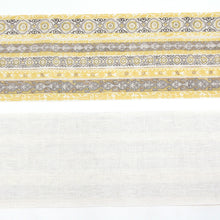 画像をギャラリービューアに読み込む, 半巾帯 麻 夏帯《ViViSienne 》アフリカンボーダー×無地(ホワイト・イエロー)